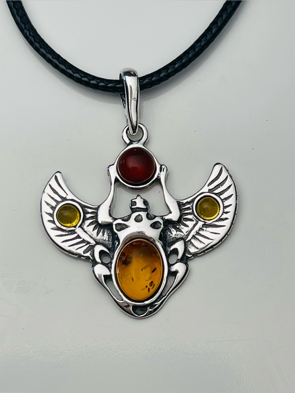 Sterling silver scarab pendant 925